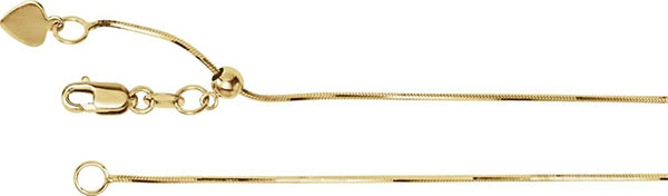 14k Yellow Gold Snake Chain, Adjustable to 22"