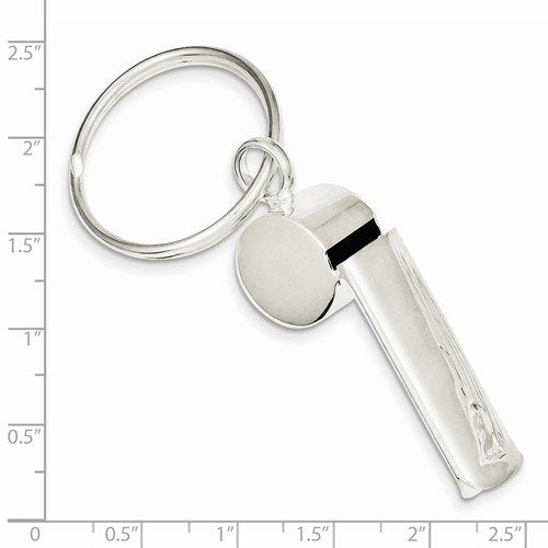 Sterling Silver Key Ring with Genuine Whistle