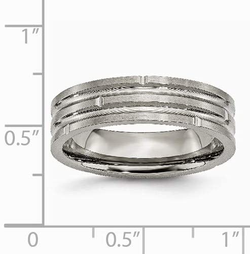 Satin-Brushed, Grey Titanium Grooved 6mm Band, Size 12.5