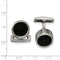 Stainless Steel Black IP- Plated Black Grooved Round Cuff Links