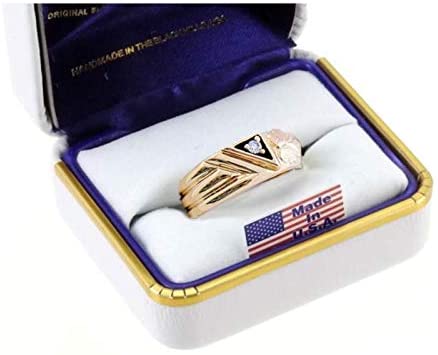Men's 10k Yellow Gold .05 Ct Diamond 12k Rose and Green Black Hills Gold Wedding Ring Size 9.25