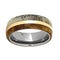 Black Ash, Deer Antler, 14k Yellow Gold 7mm Comfort-Fit Titanium Band, Size 6.5