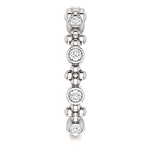 Diamond Beaded Ring , Rhodium-Plated Sterling Silver (0.25 Ctw, Color G-H, I1 Clarity)