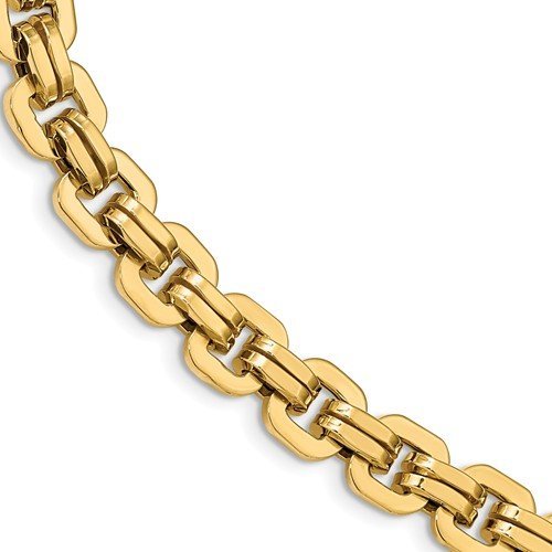 Men's Polished 14k Yellow Gold 9.76mm Fancy Link Bracelets, 8.5"