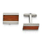 Stainless Steel Red and Orange Wood Inlay Cuff Links