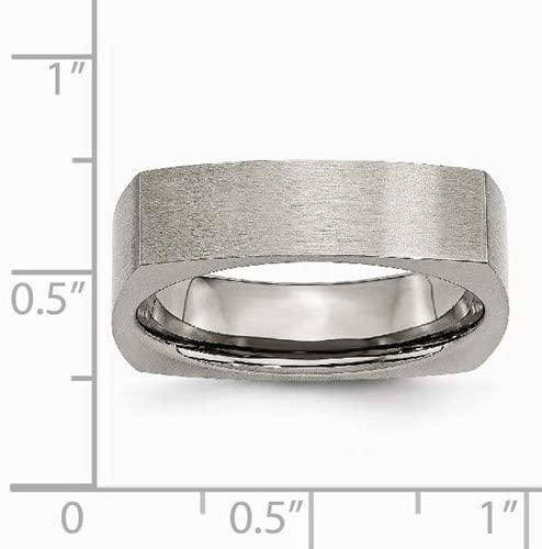 Satin-Brushed Titanium 6mm Comfort-Fit Square Band, Size 8