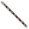 Men's Polished Stainless Steel Cable 11mm Black and Orange Rubber Bracelet 8.5"