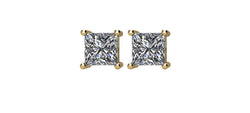 1 Ct 14k Yellow Gold Princess Cut Diamond Stud Earrings (1.00 Cttw, GH Color, I1 Clarity)