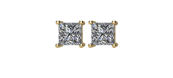 Diamond Stud Princess-Cut Earrings, 14k Yellow Gold (.25 Cttw, Color GH, Clarity I1)
