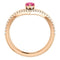 Pink Tourmaline Pear and Diamond Chevron 14k Rose Gold Ring (.145 Ctw,G-H Color, I1 Clarity)