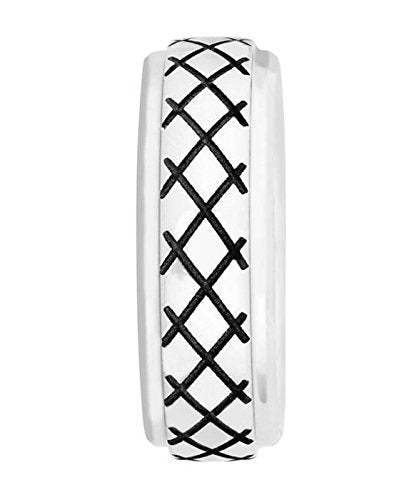 Men's Cobalt, Black Cross Hatch Design 8mm Comfort-Fit Band