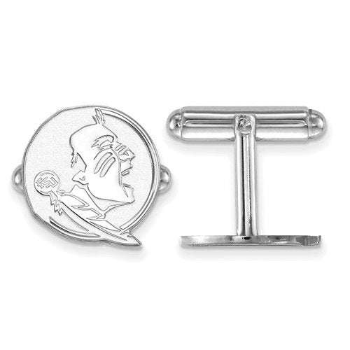 Rhodium-Plated Sterling Silver Florida State University Cuff Links, 15MM