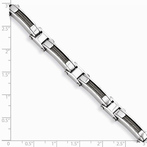 Men's Polished Stainless Steel 8mm Wire Link Bracelet, 8.5"