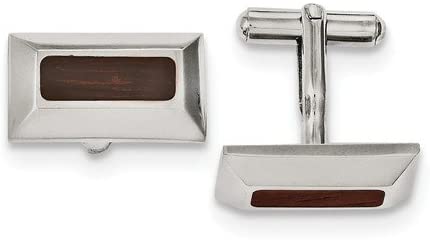 Stainless Steel Wood Inlay Rectangle Cuff Links, 23MMX12MM