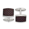 Stainless Steel Black Red Carbon Fiber Inlay Rectangle Cuff Links, 22.52MMX19.27MM