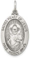 Sterling Silver Antiqued Sacred Heart of Jesus Medal (26X14MM)