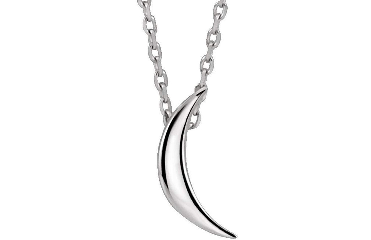 Sterling Silver Crescent Necklace, 16-18"