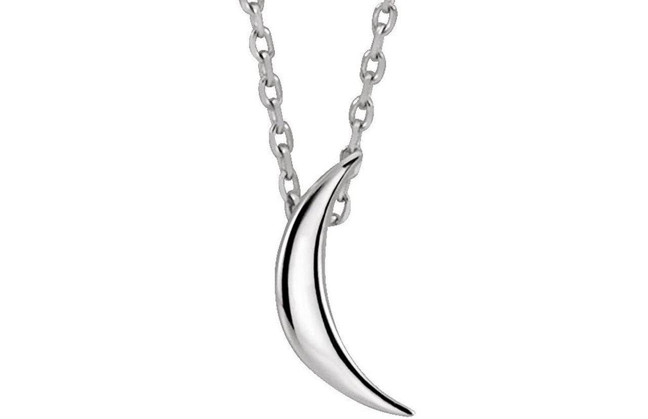 14k White Gold Crescent Necklace, 16-18"