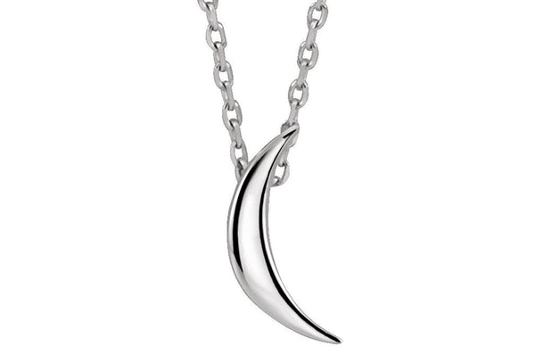 14k White Gold Crescent Necklace, 16-18"