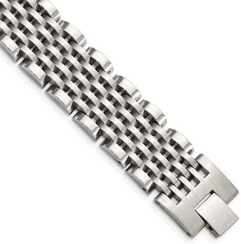 Men's Polished and Brushed Stainless Steel 19mm Link Bracelet, 8 Inches