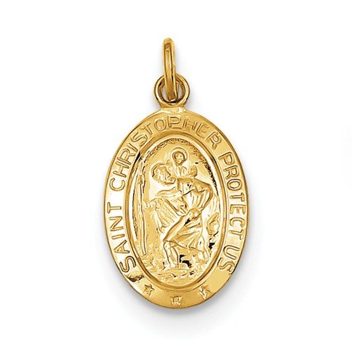 24k Gold-Plated Sterling Silver Saint Christopher Medal (20X10MM)