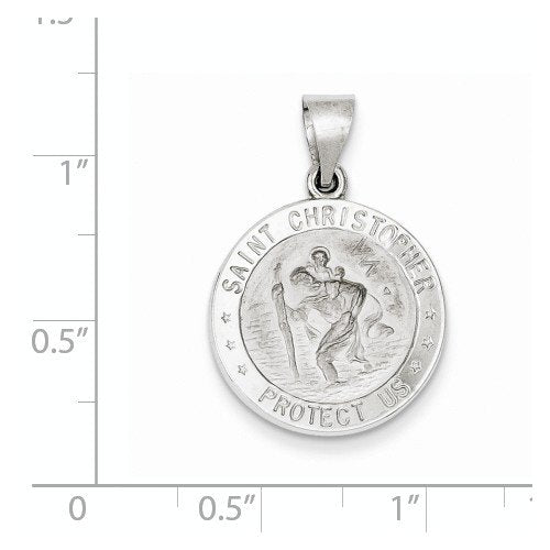 Rhodium-Plated 14k White Gold St. Christopher Medal Pendant (21X19MM)