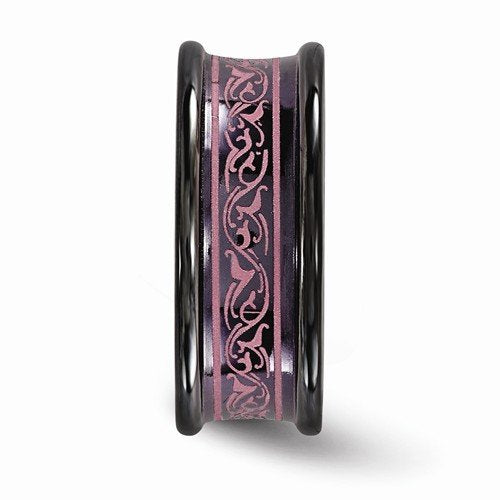 Rain Collection Black Ti Anodized Pink 8mm Concave Band