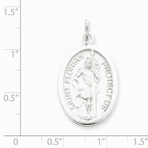 Rhodium-Plated Sterling Silver St. Florian Medal (35X20MM)