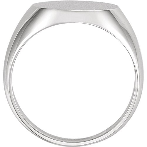 Mens Sterling Silver Brushed Round Signet Ring, Size 10, 16.00X14.00 MM