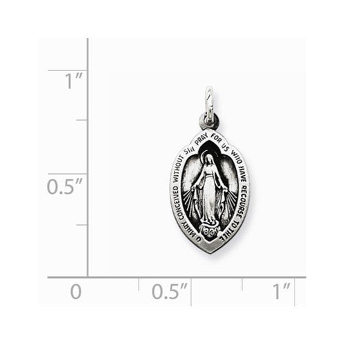Sterling Silver Antiqued Miraculous Medal (20X10 MM)