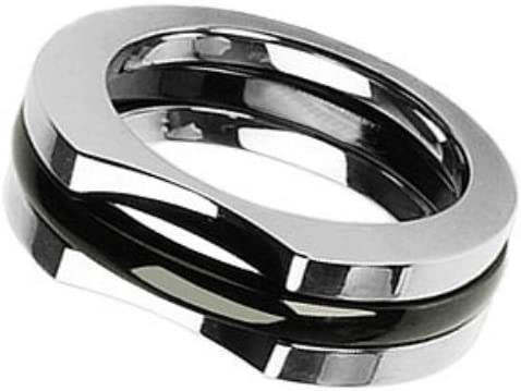 The Men's Jewelry Store 7.5mm Titanium and Black IP Titanium Contemporary Ring, Size 14