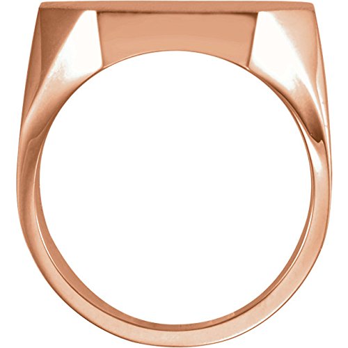 Men's Satin Brushed Signet Ring, 18k Rose Gold (22X20MM)