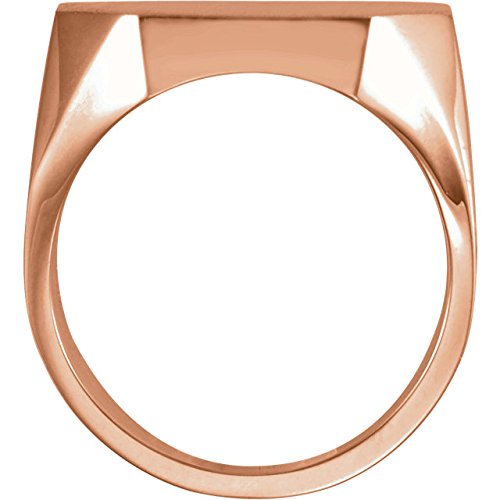 Men's Satin Brushed Signet Ring, 14k Rose Gold (22X20MM)