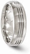 Gray Bands Collection Titanium Grooved Texture 7mm Wedding Band, Size 7.5