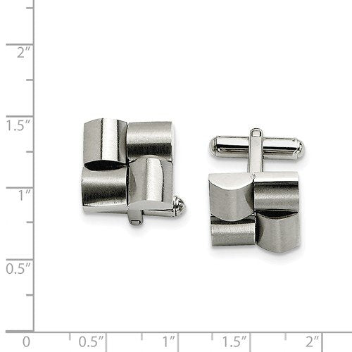 Stainless Steel Brushed Satin Square Cuff Links, 16MM