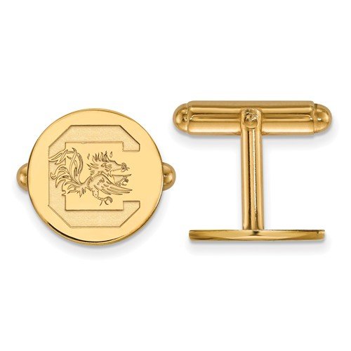 Gold-Plated Sterling Silver University Of South Carolina Round Cuff Links, 15MM