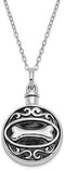 Antiqued Dog Bone Ash Holder Pendant Necklace, Rhodium-Plated Sterling Silver, 18" (36x25MM)