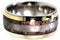 Dinosaur Bone, 14k Yellow Gold Pinstripe, Gibeon Meteorite 11mm Comfort Fit Titanium Wedding Band, Size 9.5