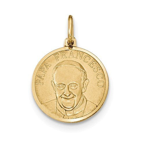 14k Yellow Gold Papa Francesco Medal Pendant