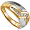 Men's 10-Stone Diamonds Channel Set 8.9mm 14k Yellow and White Gold Band, Size 9.25