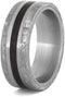 Gibeon Meteorite, Petrified Wood 8mm Matte Titanium Comfort-Fit Wedding Band, Size 10