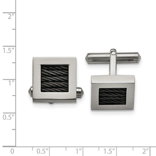 Stainless Steel Black IP-Plated Wire Square Cuff Links