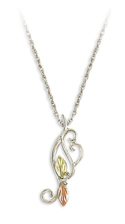 Swirl Pendant Necklace, Sterling Silver, 12k Green and Rose Gold Black Hills Gold Motif, 18"