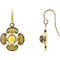 Citrine Cabochon Cross Earrings, 14k Yellow Gold