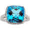 8.50 Ct Swiss Blue Topaz and 1/4 Ctw Diamond Ring in 14k White Gold, (HI, I1, .25 Ctw), Size 7