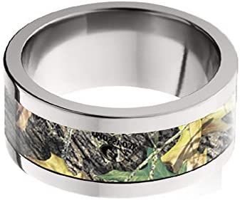 Mossy Oak Camo Inlay 8mm Comfort-Fit Titanium Ring, Size 12