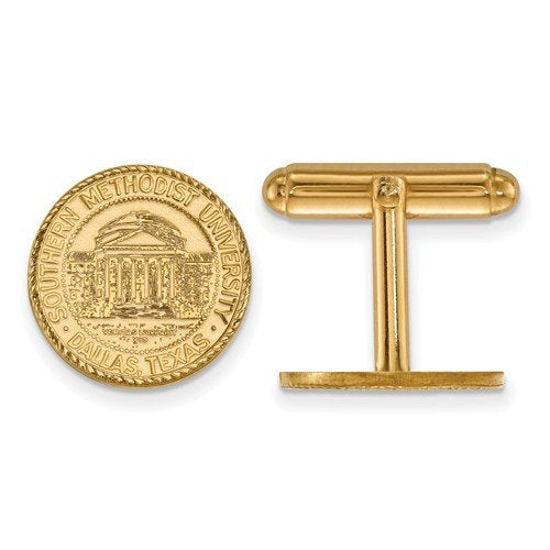 Gold-Plated Sterling Silver Southern Methodist University Crest Cuff Links, 15MM