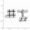 Rhodium-Plated Sterling Silver Black Enamel Groove Square Cuff Links, 14MM