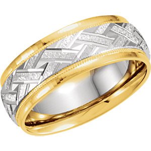 7mm 14k Yellow and White Gold Two-Tone Designer Band, Size 5.5
