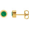 Chatham Created Emerald Stud Earrings, 14k Yellow Gold